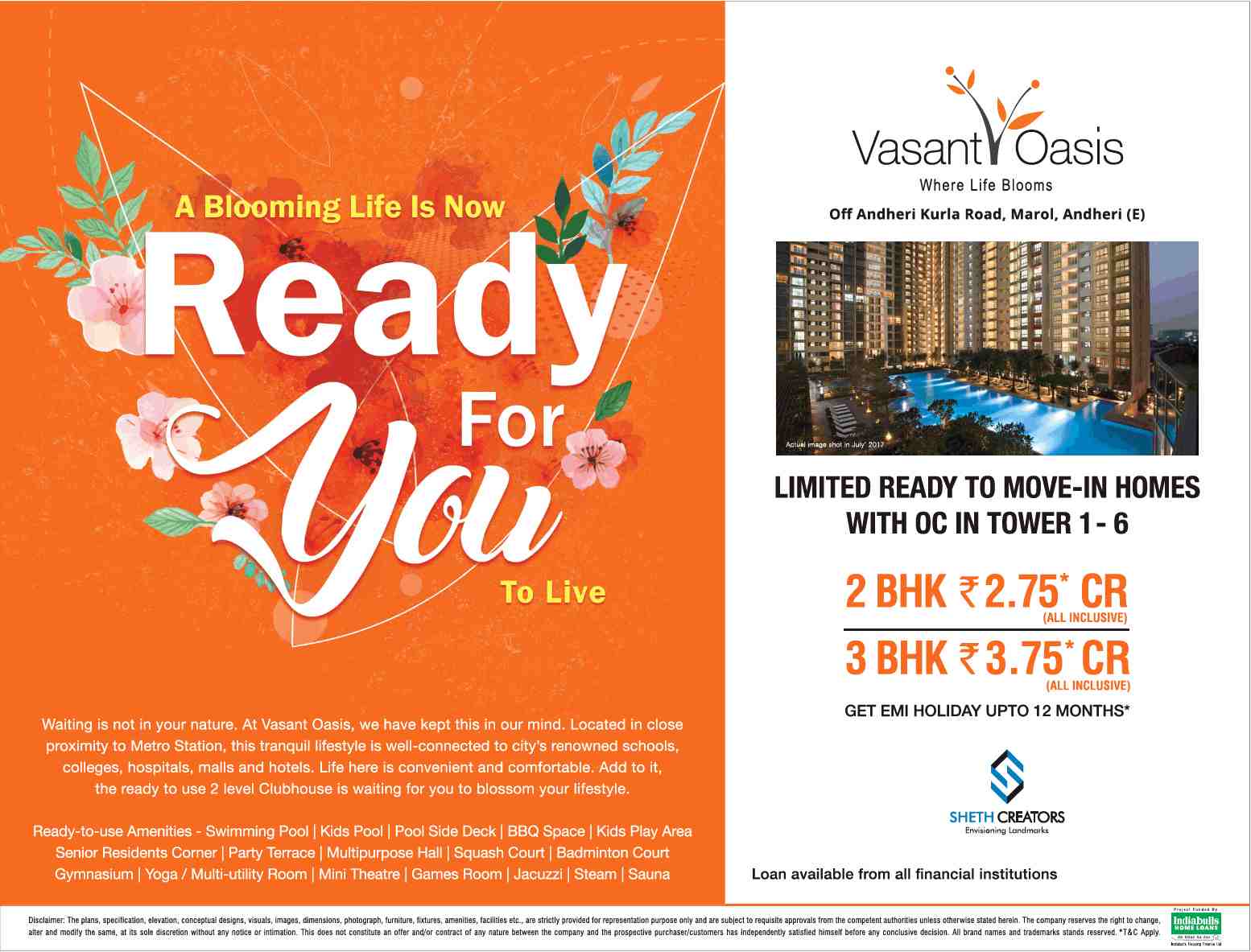 A blooming life is now ready for you to live at Sheth Vasant Oasis in Mumbai Update